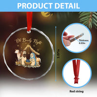 Funny Christmas Bowling Crystal Glass Ornament Oh Bowly Night Nativity Scene Bowling Pins - Wonder Print Shop