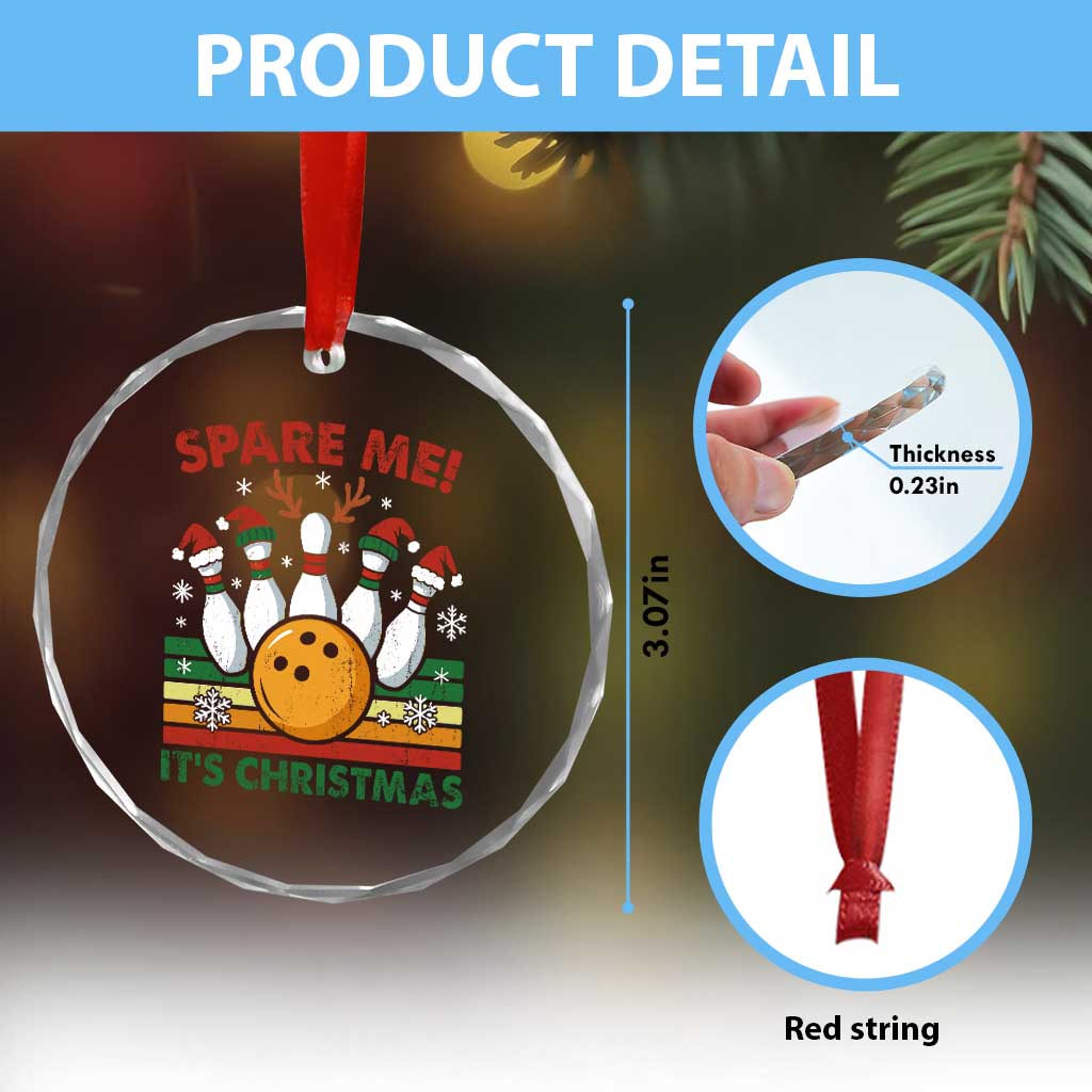 Funny Christmas Bowling Crystal Glass Ornament Spare Me Its Xmas Festive Holiday - Wonder Print Shop