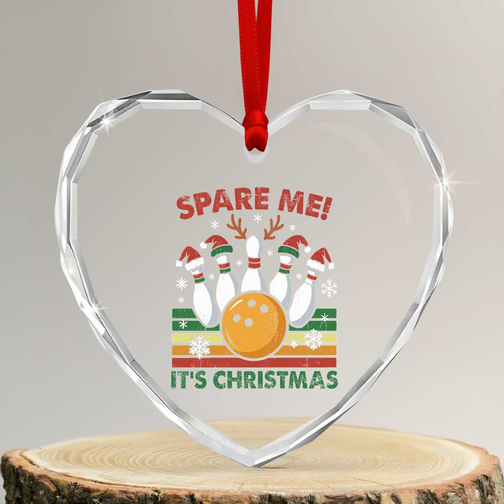Funny Christmas Bowling Heart Crystal Glass Ornament Spare Me Its Xmas Festive Holiday - Wonder Print Shop