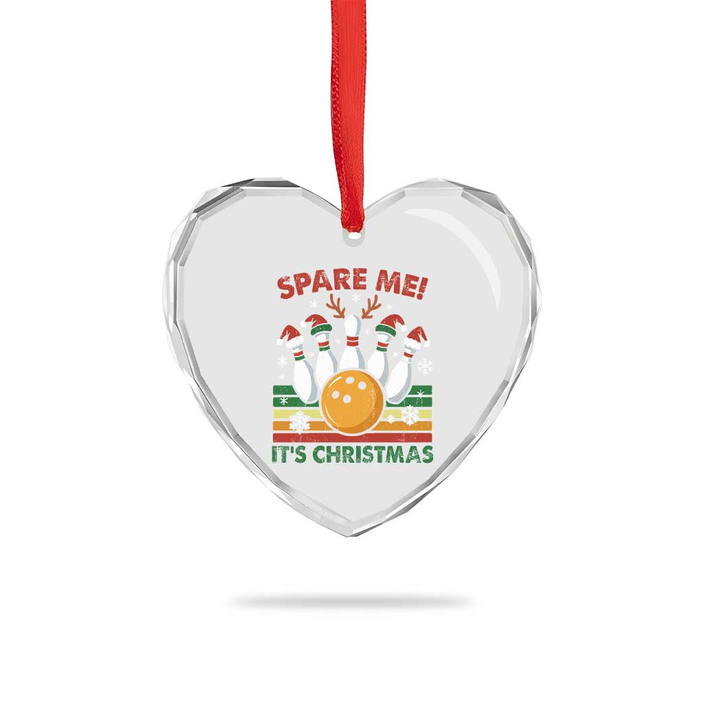 Funny Christmas Bowling Heart Crystal Glass Ornament Spare Me Its Xmas Festive Holiday - Wonder Print Shop