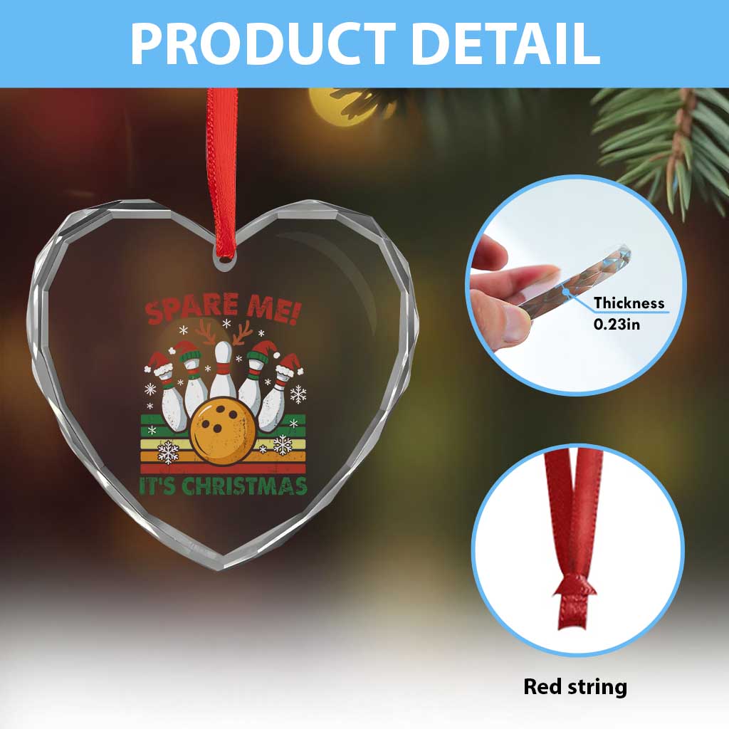 Funny Christmas Bowling Heart Crystal Glass Ornament Spare Me Its Xmas Festive Holiday - Wonder Print Shop