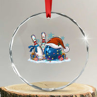 Funny Christmas Bowling Santa Hat Xmas Bowler Crystal Glass Ornament - Wonder Print Shop