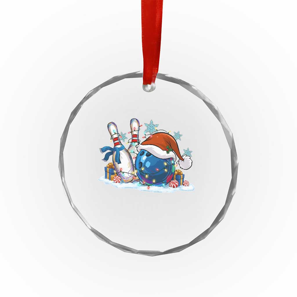 Funny Christmas Bowling Santa Hat Xmas Bowler Crystal Glass Ornament - Wonder Print Shop