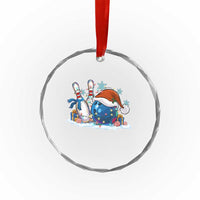 Funny Christmas Bowling Santa Hat Xmas Bowler Crystal Glass Ornament - Wonder Print Shop