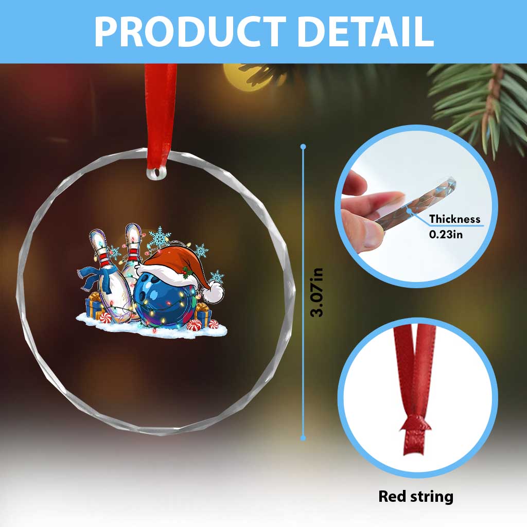 Funny Christmas Bowling Santa Hat Xmas Bowler Crystal Glass Ornament - Wonder Print Shop