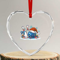 Funny Christmas Bowling Santa Hat Xmas Bowler Heart Crystal Glass Ornament - Wonder Print Shop