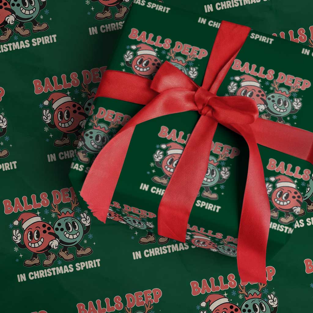 Funny Christmas Bowling Wrapping Paper Roll Balls Deep In Christmas Spirit - Wonder Print Shop