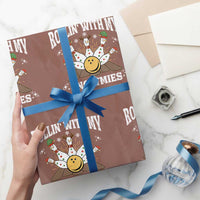 Funny Christmas Bowling Wrapping Paper Roll Rollin With My Snowmies Bowling Pins - Wonder Print Shop