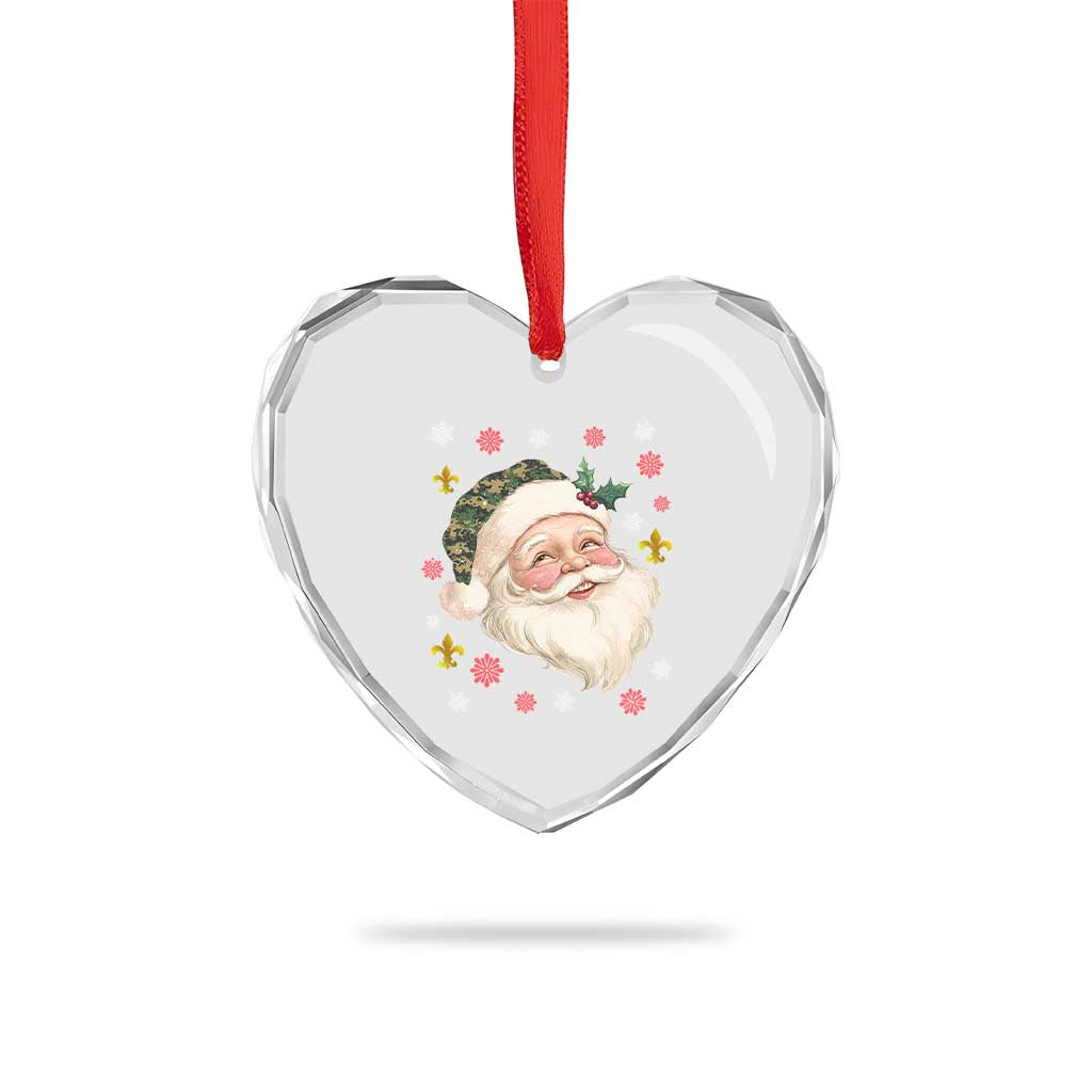 Funny Christmas Cajun Louisiana Santa Papa Noel Heart Crystal Glass Ornament - Wonder Print Shop