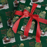 Funny Christmas Cajun Louisiana Wrapping Paper Roll Rockin' Around The Cypress Trees Santa Alligator - Wonder Print Shop