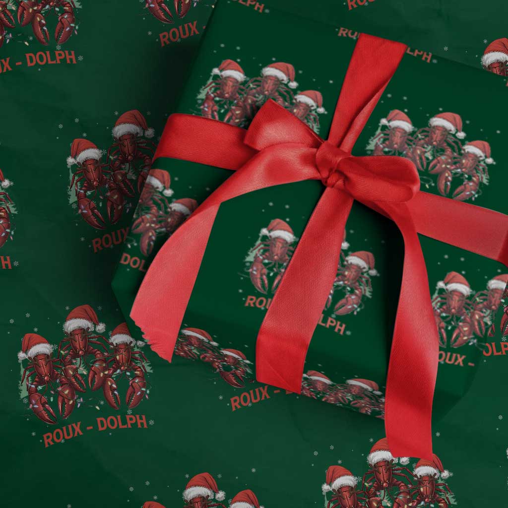 Funny Christmas Cajun Louisiana Wrapping Paper Roll Roux-Dolph Crawfish Reindeers Santa Hat - Wonder Print Shop