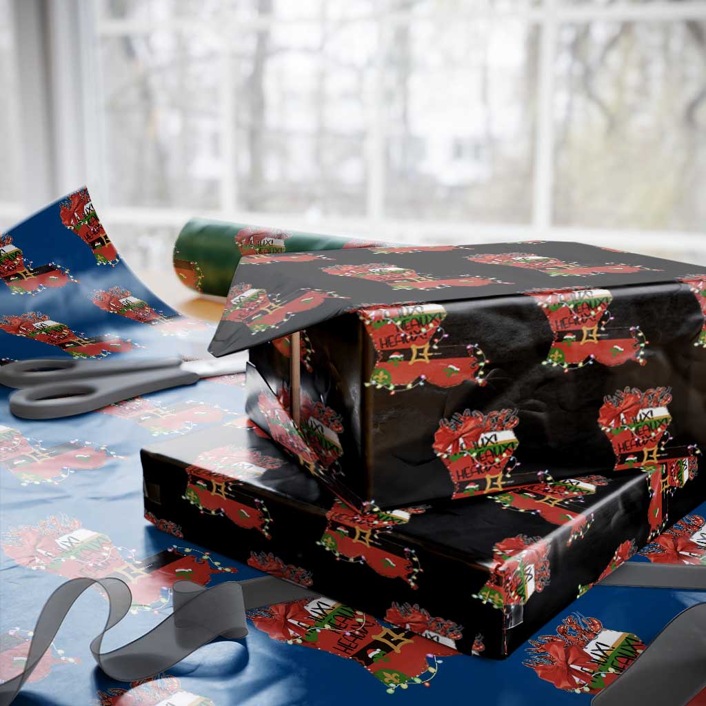 Funny Christmas Cajun Wrapping Paper Roll Triple Heaux Santa Louisiana Map Crawfish - Wonder Print Shop