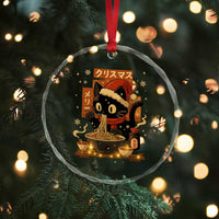 Funny Christmas Cat Ramen Crystal Glass Ornament Xmas Japanese Kawaii Anime Cat - Wonder Print Shop