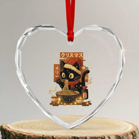 Funny Christmas Cat Ramen Heart Crystal Glass Ornament Xmas Japanese Kawaii Anime Cat - Wonder Print Shop