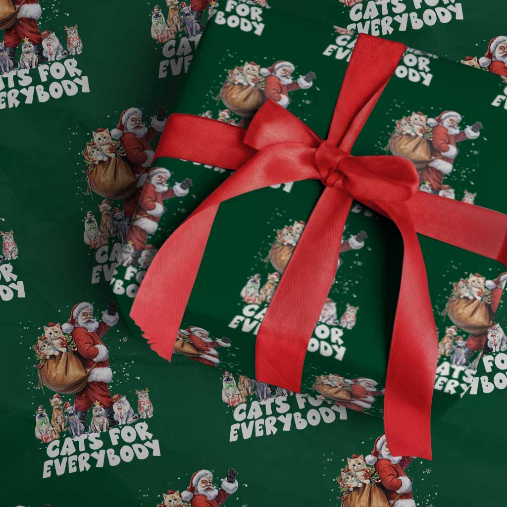 Funny Christmas Cat Wrapping Paper Roll Cats For Everybody Xmas Santa Pet - Wonder Print Shop