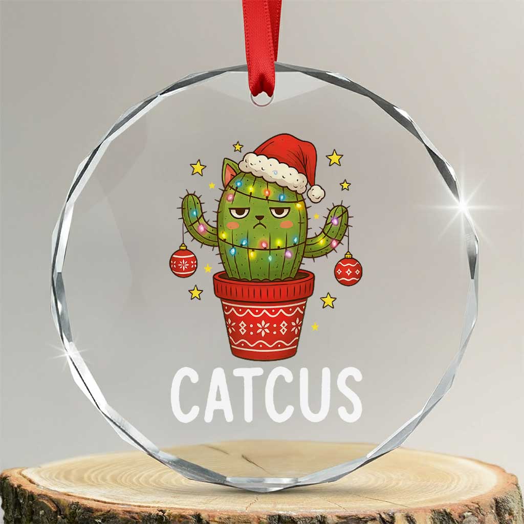 Funny Christmas Catcus Crystal Glass Ornament Succulent Lover Gift - Wonder Print Shop