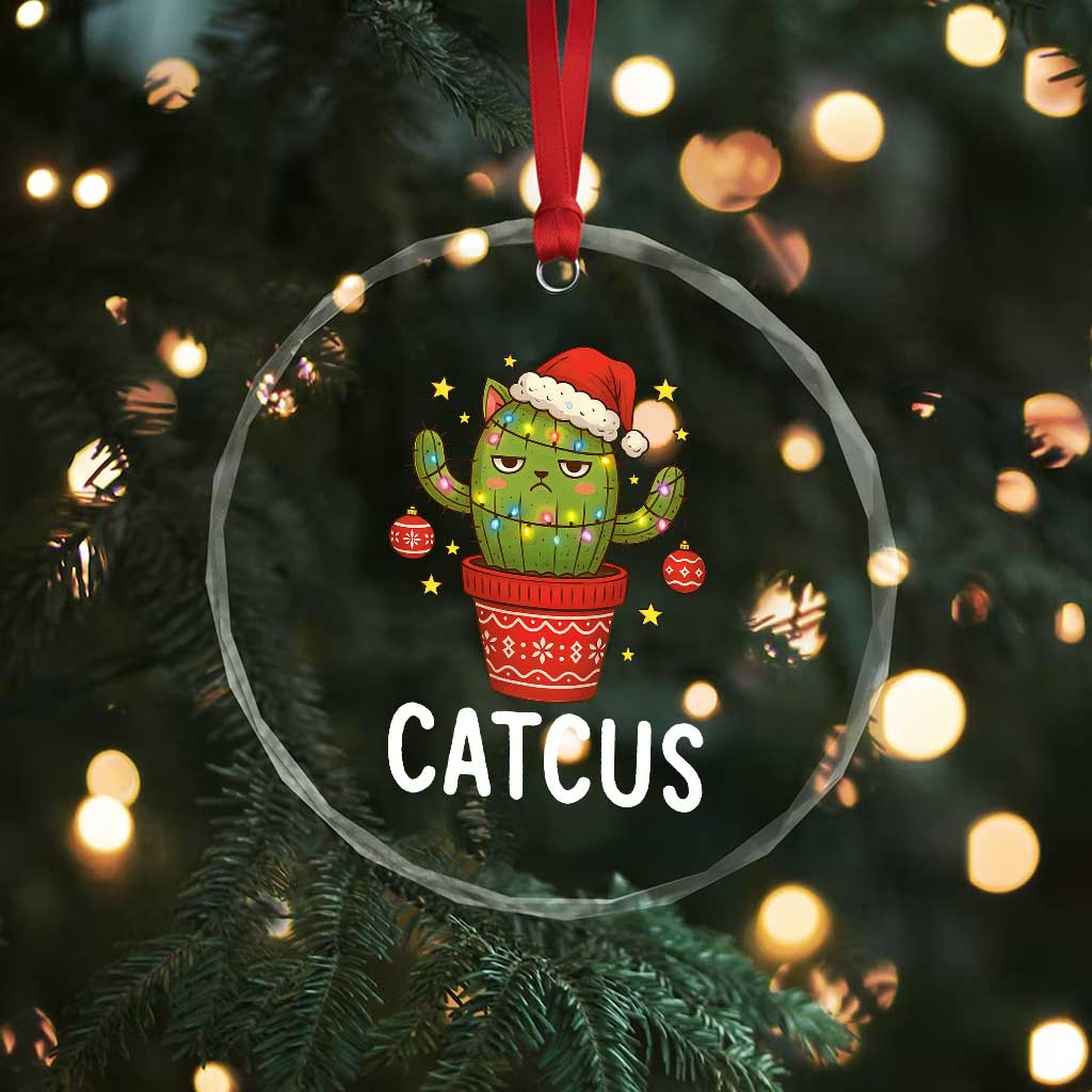 Funny Christmas Catcus Crystal Glass Ornament Succulent Lover Gift - Wonder Print Shop