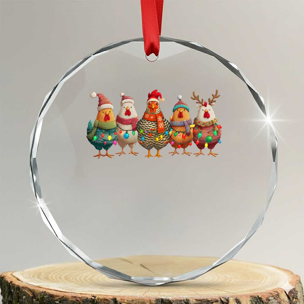 Funny Christmas Chicken Crystal Glass Ornament Funny Xmas Chickens Animals Farm Lover Gift - Wonder Print Shop