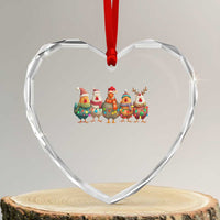 Funny Christmas Chicken Heart Crystal Glass Ornament Funny Xmas Chickens Animals Farm Lover Gift - Wonder Print Shop