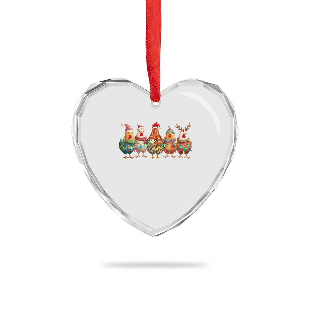 Funny Christmas Chicken Heart Crystal Glass Ornament Funny Xmas Chickens Animals Farm Lover Gift - Wonder Print Shop