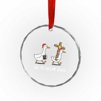 Funny Christmas Christian Goose Crystal Glass Ornament Off To Follow Jesus - Wonder Print Shop