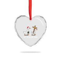 Funny Christmas Christian Goose Heart Crystal Glass Ornament Off To Follow Jesus - Wonder Print Shop