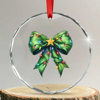 Funny Christmas Coquette Crystal Glass Ornament Green Xmas Tree Bow TS11