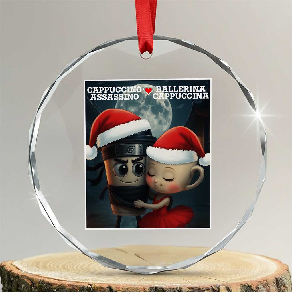 Funny Christmas Couple Crystal Glass Ornament Italian Brainrot Meme - Wonder Print Shop