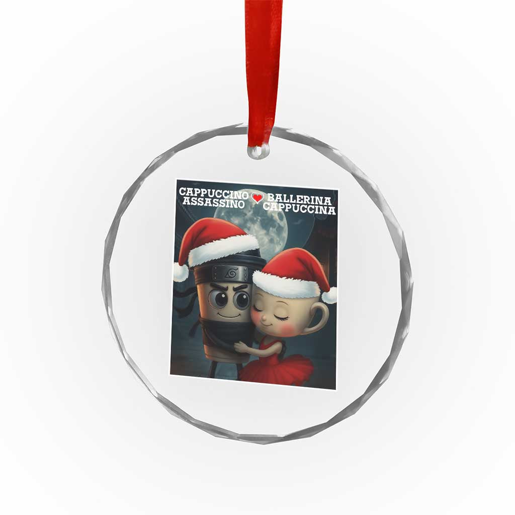 Funny Christmas Couple Crystal Glass Ornament Italian Brainrot Meme - Wonder Print Shop