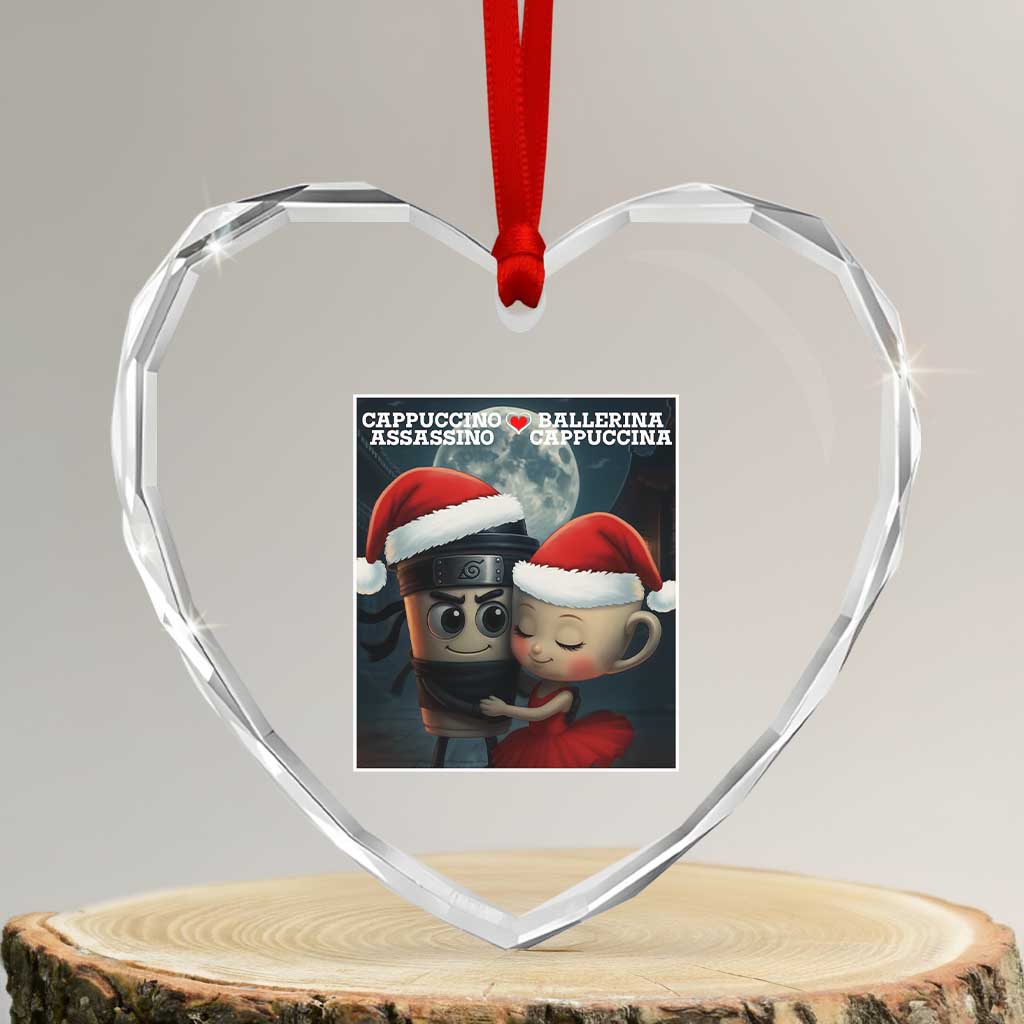 Funny Christmas Couple Heart Crystal Glass Ornament Italian Brainrot Meme - Wonder Print Shop