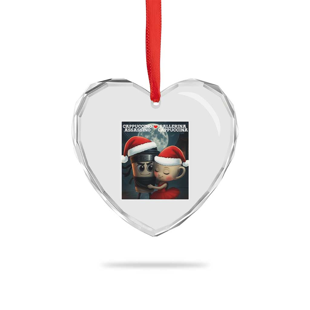 Funny Christmas Couple Heart Crystal Glass Ornament Italian Brainrot Meme - Wonder Print Shop
