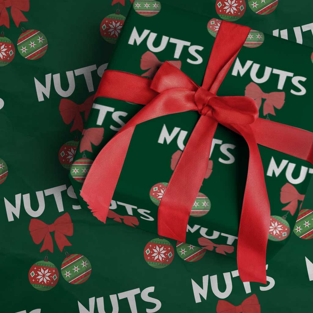 Funny Christmas Couple Wrapping Paper Roll Chest Nuts Baubles - Wonder Print Shop