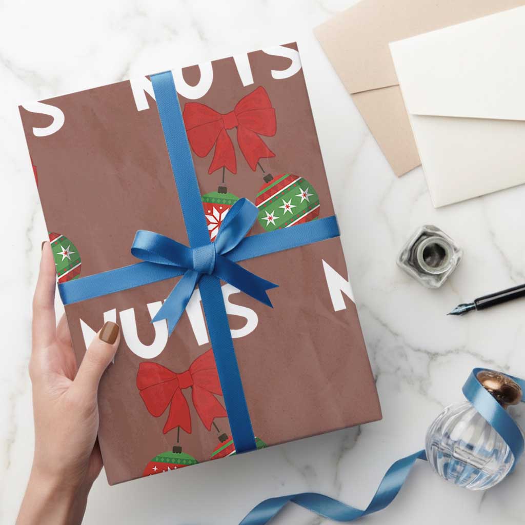 Funny Christmas Couple Wrapping Paper Roll Chest Nuts Baubles - Wonder Print Shop