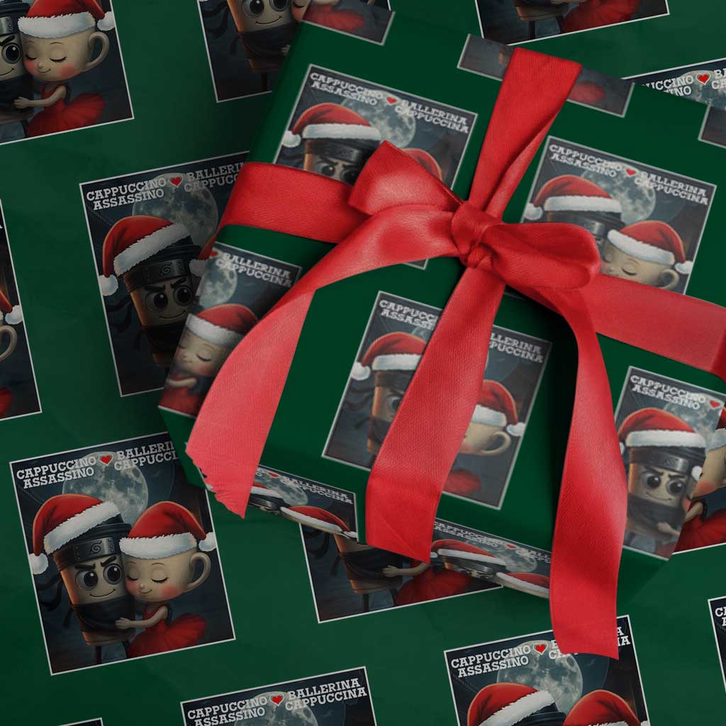 Funny Christmas Couple Wrapping Paper Roll Italian Brainrot Meme - Wonder Print Shop