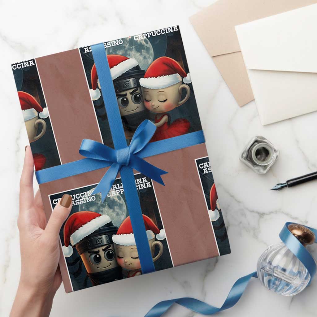 Funny Christmas Couple Wrapping Paper Roll Italian Brainrot Meme - Wonder Print Shop