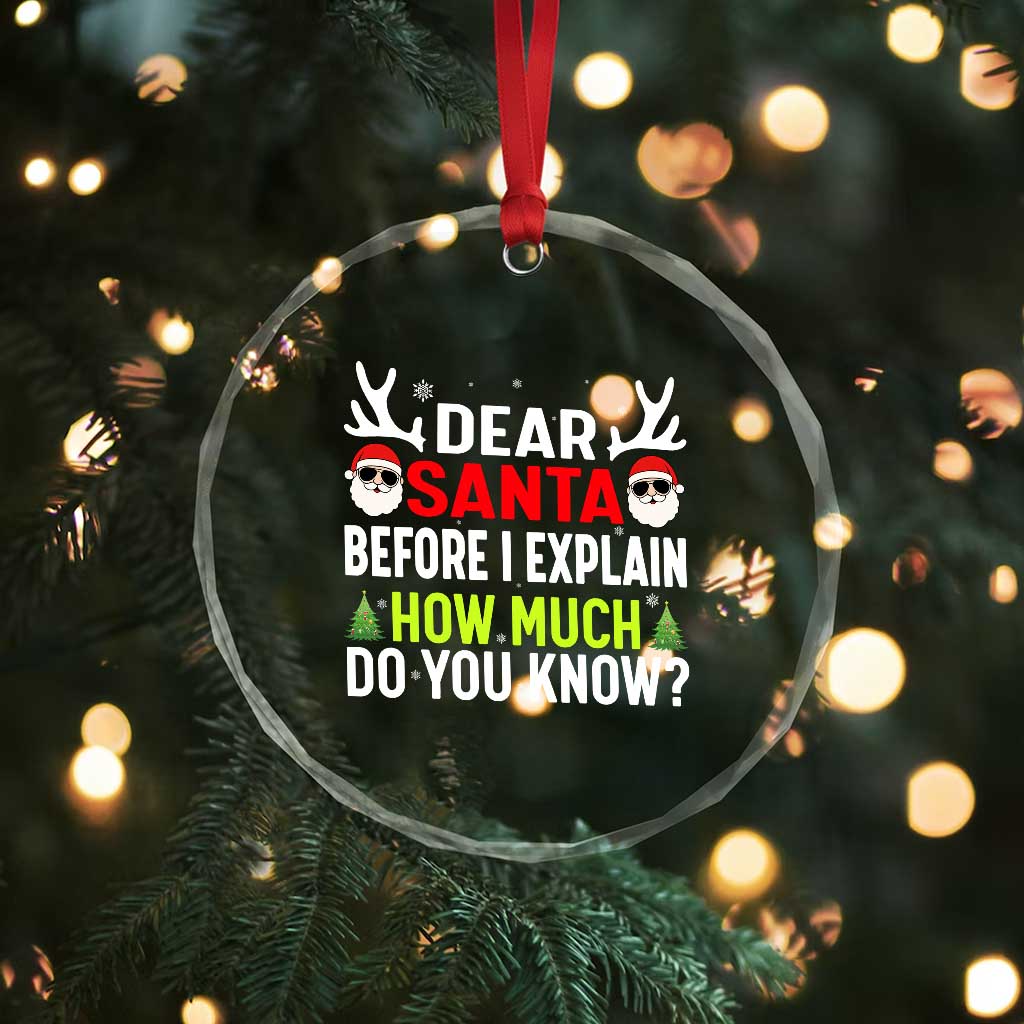 Funny Christmas Crystal Glass Ornament Dear Santa I Can Explain How Much Do You Know - Wonder Print Shop