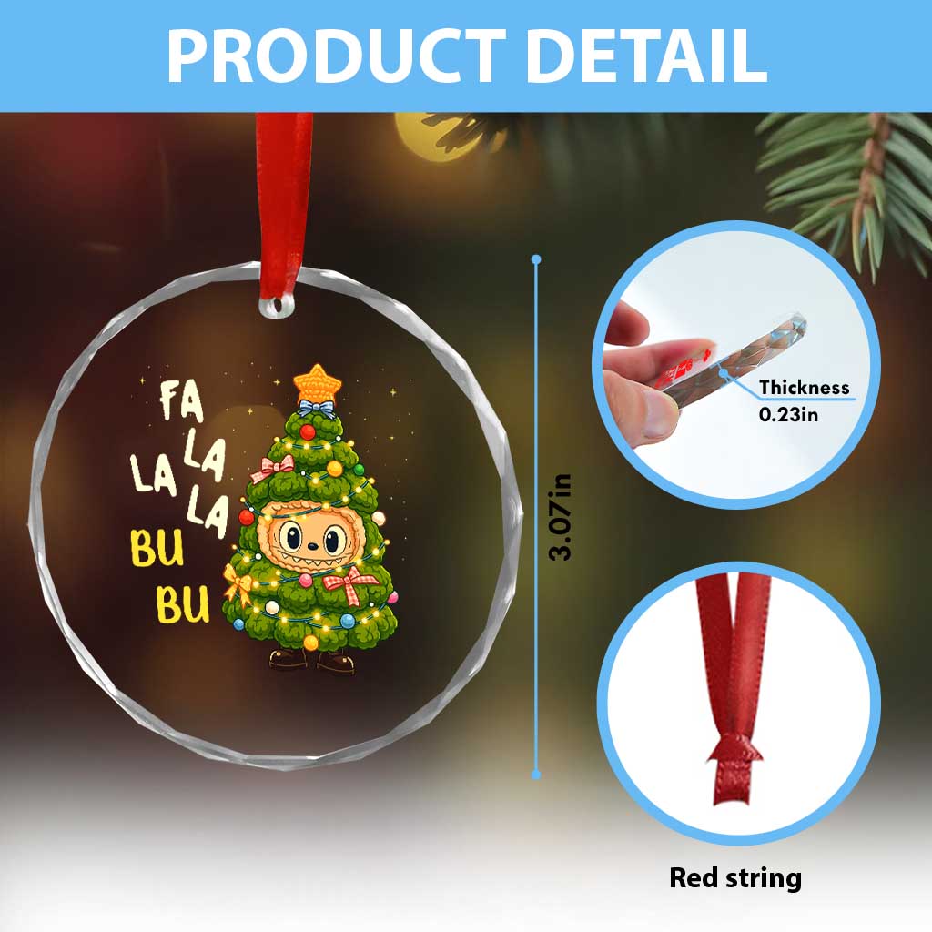 Funny Christmas Crystal Glass Ornament Fa La La La Bu Bu Xmas Song Kawaii Bubu - Wonder Print Shop