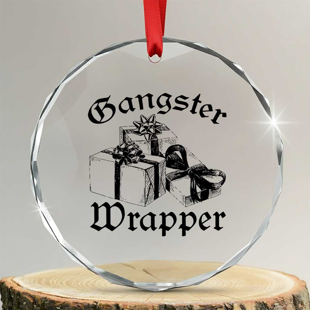 Funny Christmas Crystal Glass Ornament Gangster Wrapper Vintage Presents Gift - Wonder Print Shop