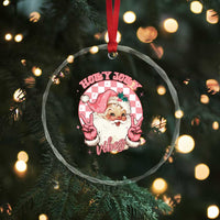 Funny Christmas Crystal Glass Ornament Holly Jolly Vibes Retro Pink Santa - Wonder Print Shop