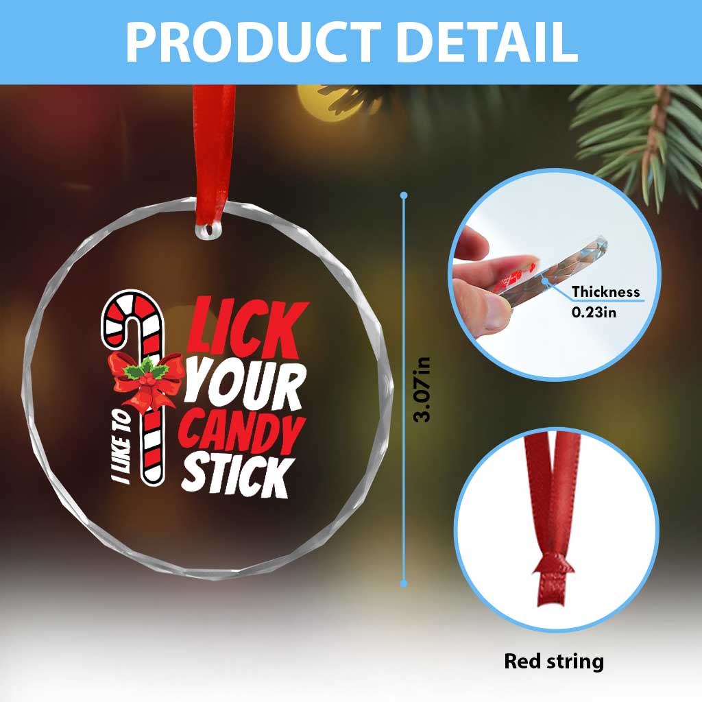 Funny Christmas Crystal Glass Ornament I Like To Lick Your Candy Stick TS11