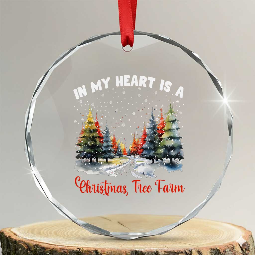 Funny Christmas Crystal Glass Ornament In My Heart Is A Xmas Tree Farm Retro Vintage Clothing TS02