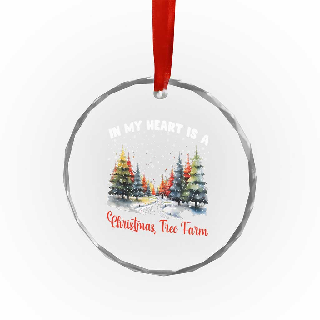 Funny Christmas Crystal Glass Ornament In My Heart Is A Xmas Tree Farm Retro Vintage Clothing TS02