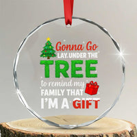 Funny Christmas Crystal Glass Ornament Lay Under The Tree Xmas Family Pajama Gift - Wonder Print Shop