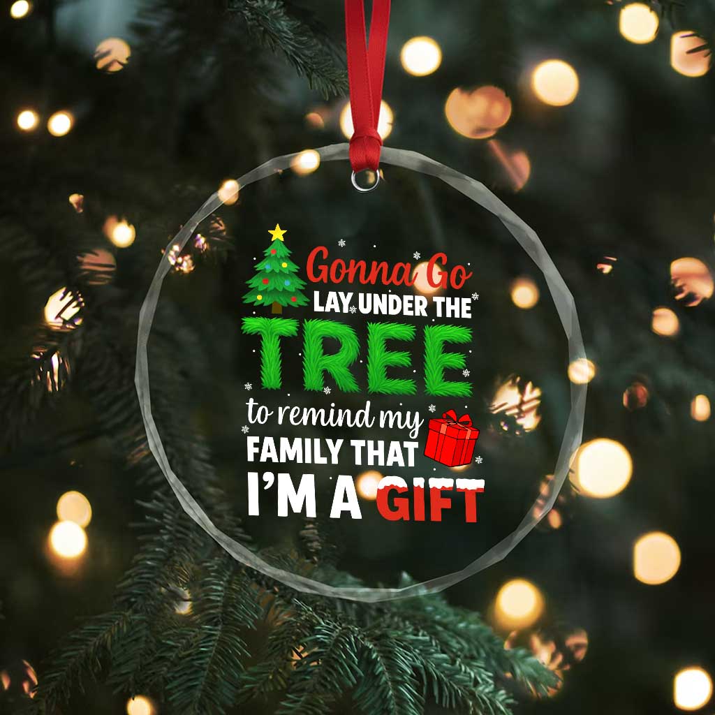 Funny Christmas Crystal Glass Ornament Lay Under The Tree Xmas Family Pajama Gift - Wonder Print Shop