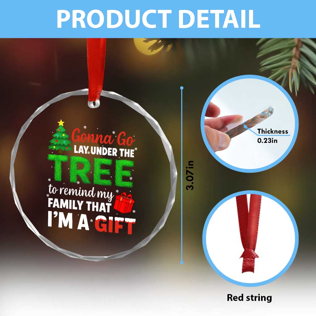 Funny Christmas Crystal Glass Ornament Lay Under The Tree Xmas Family Pajama Gift - Wonder Print Shop