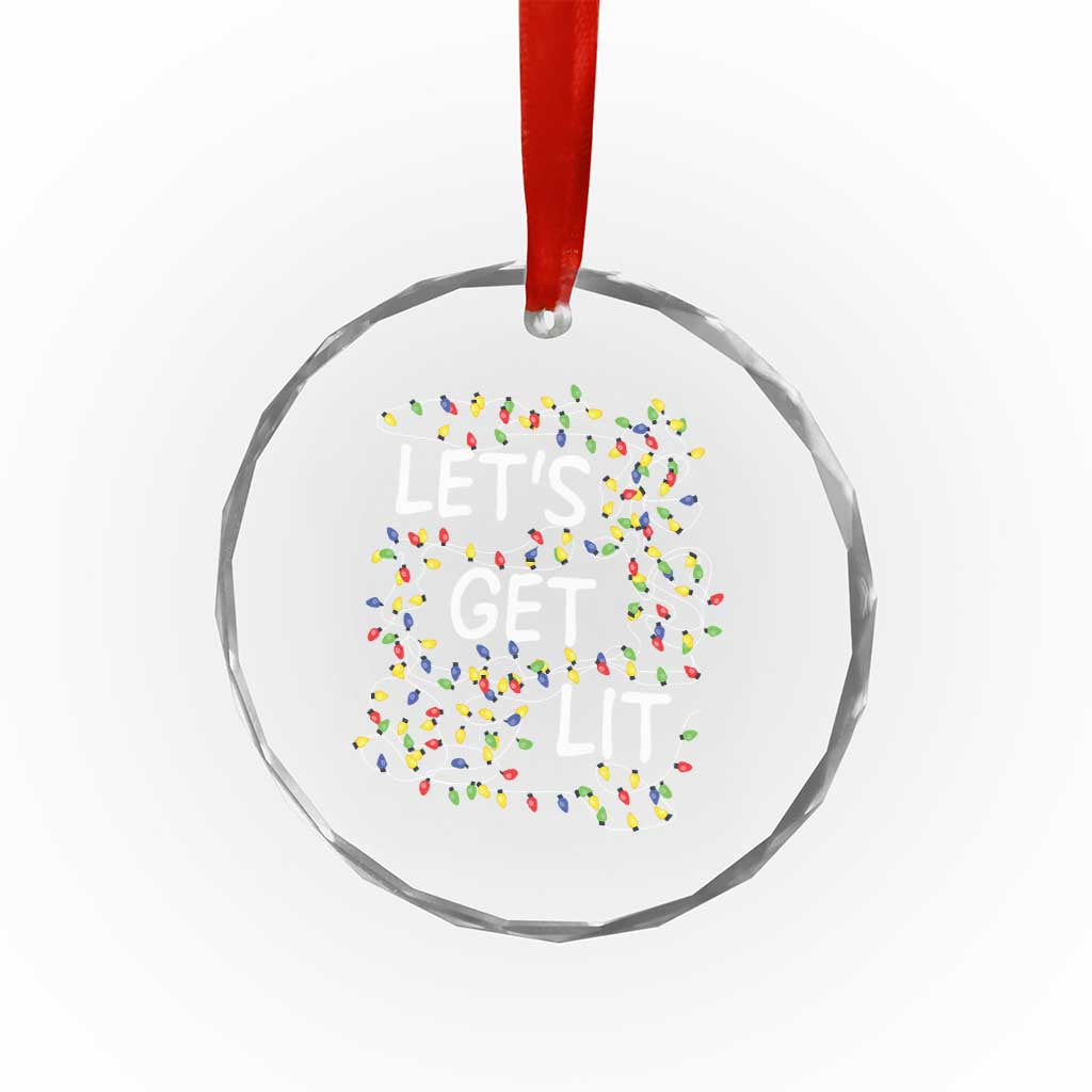 Funny Christmas Crystal Glass Ornament Let's Get Lit Led Lights Xmas TS11