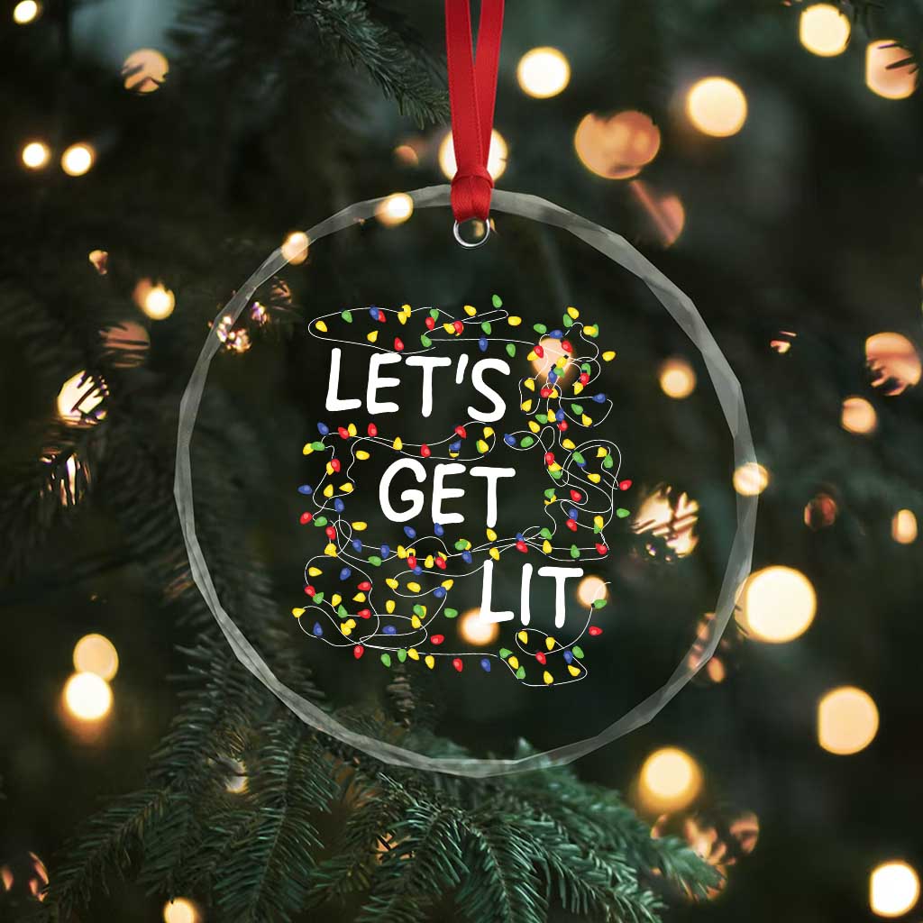 Funny Christmas Crystal Glass Ornament Let's Get Lit Led Lights Xmas TS11