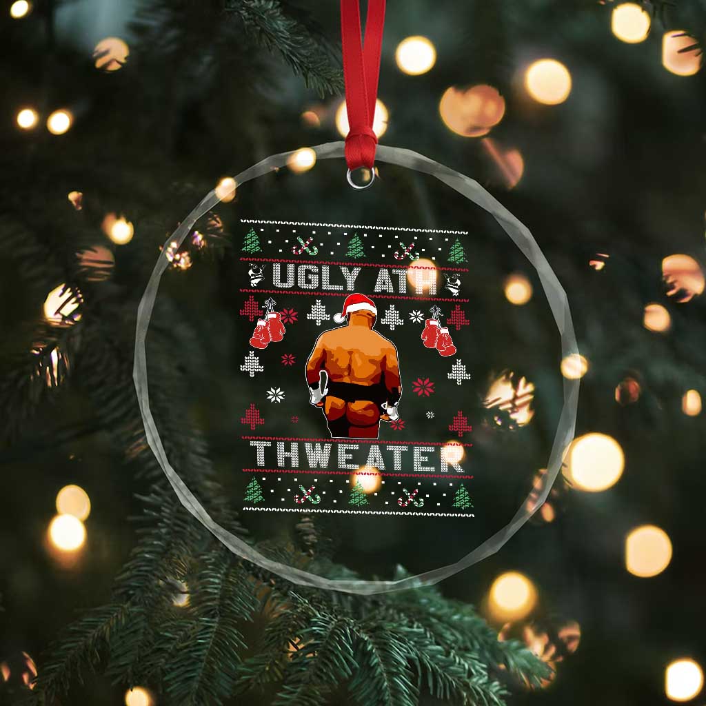 Funny Christmas Crystal Glass Ornament Merry Chrithmith Ugly Ath Thweater Tyson - Wonder Print Shop