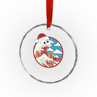 Funny Christmas Crystal Glass Ornament Santa Tsunami Is Eating Ginger Bread Xmas TS11