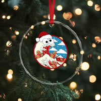 Funny Christmas Crystal Glass Ornament Santa Tsunami Is Eating Ginger Bread Xmas TS11